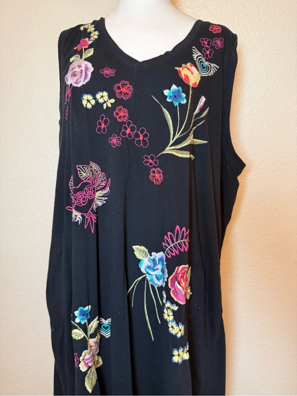 Johnny Was Jessi Knit V-Neck Maxi Dress Black Embroidered Size XXL - Picture 3 of 13